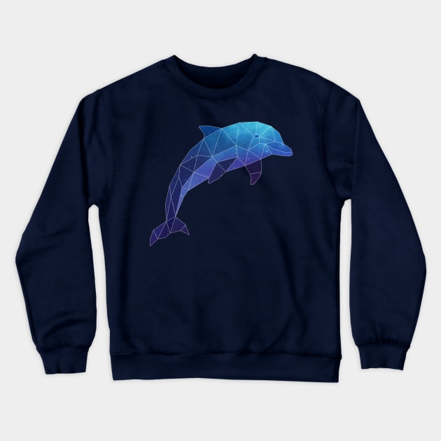 Galaxy Dolphin Geometric Animal Crewneck Sweatshirt by Jay Diloy